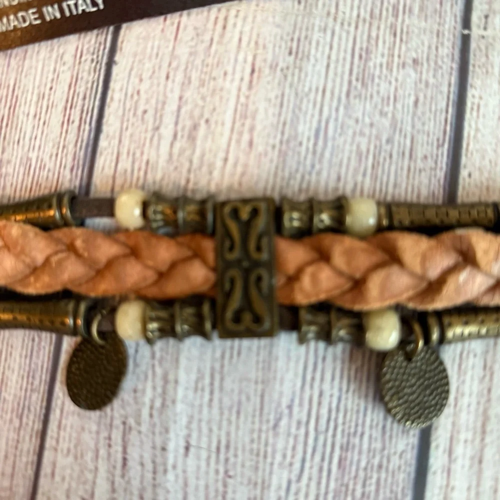 FABIO CORTI Vintage Leather Chain Statement Belt Medium